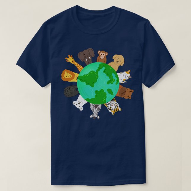 Earth Day Planet Animals T-Shirt (Design Front)