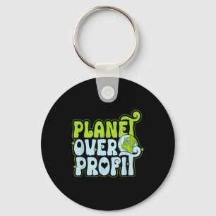 Earth Day Planet Over Profit Environmental Protect Keychain