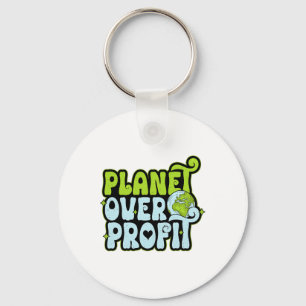 Earth Day Planet Over Profit Environmental Protect Keychain