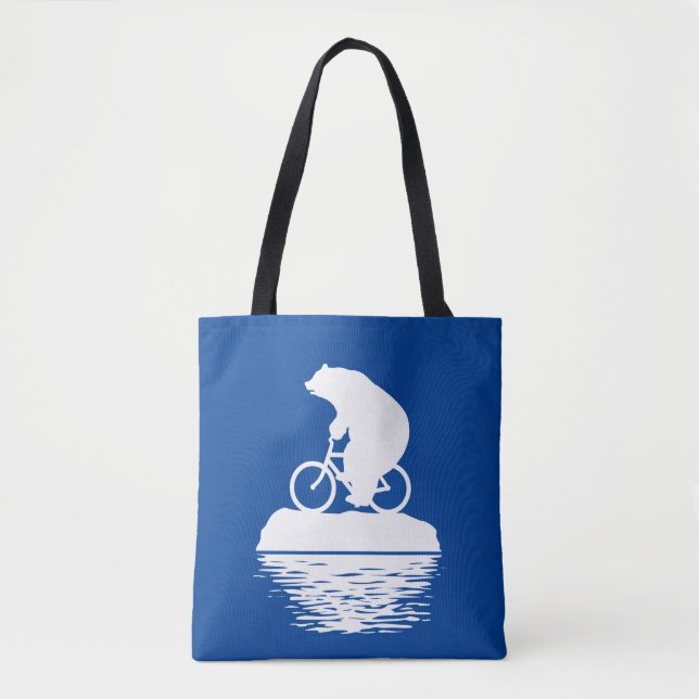 EARTH DAY: Polar Bear Bicycle Reusable Tote Bag (Front)
