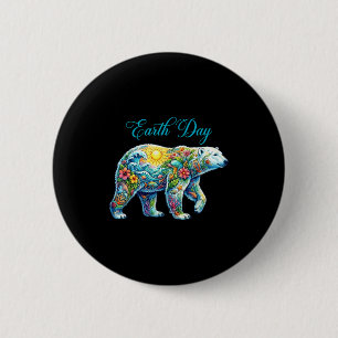 Earth day polar bear planet anniversary 2 inch round button