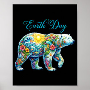 Earth day polar bear planet anniversary poster