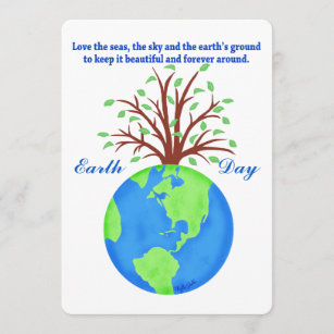 Earth Day Promote Save Love Globe Planet Tree Invitation