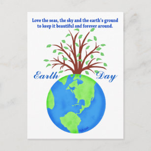 Earth Day Promotion Save Love Globe Planet Tree Postcard