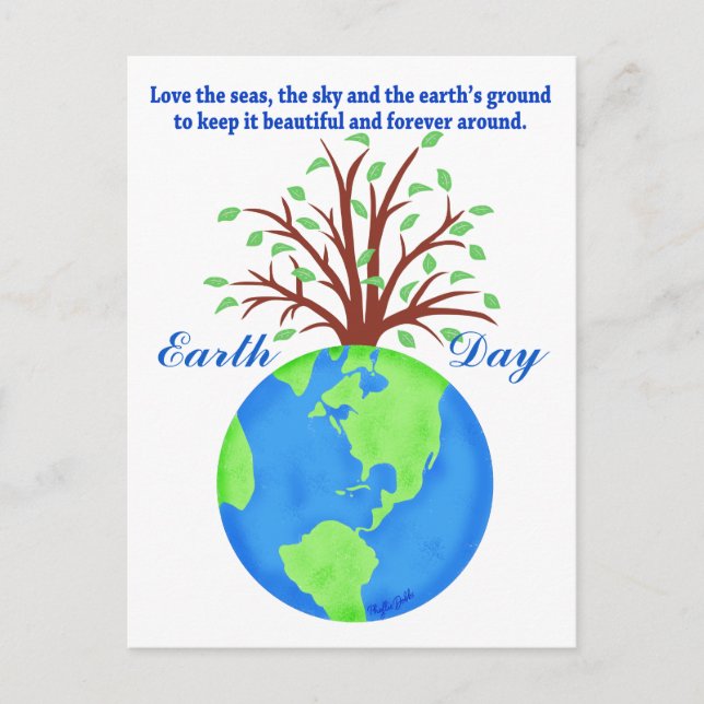 Earth Day Promotion Save Love Globe Planet Tree Postcard (Front)