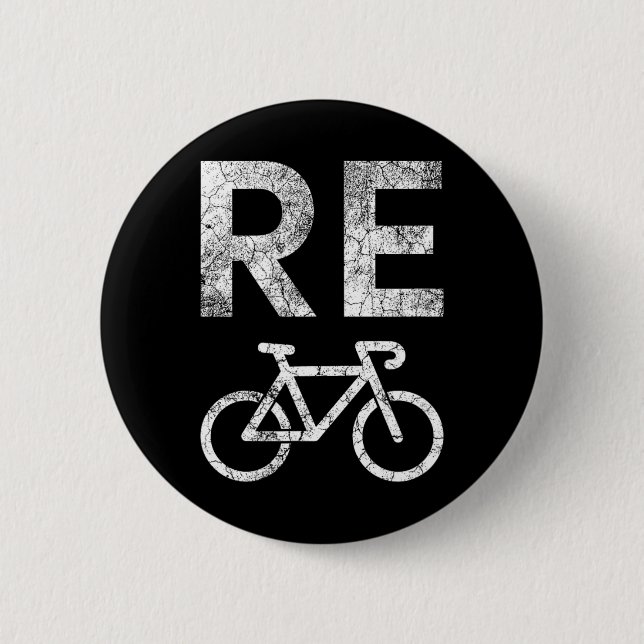 Earth Day Recycle Bicycle Pun  2 Inch Round Button (Front)