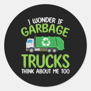 Earth Day Recycle Garge Truck Funny Boys Toddler Classic Round Sticker