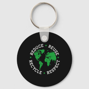 Earth Day Recycle Reduce Reuse Respect World Envir Keychain