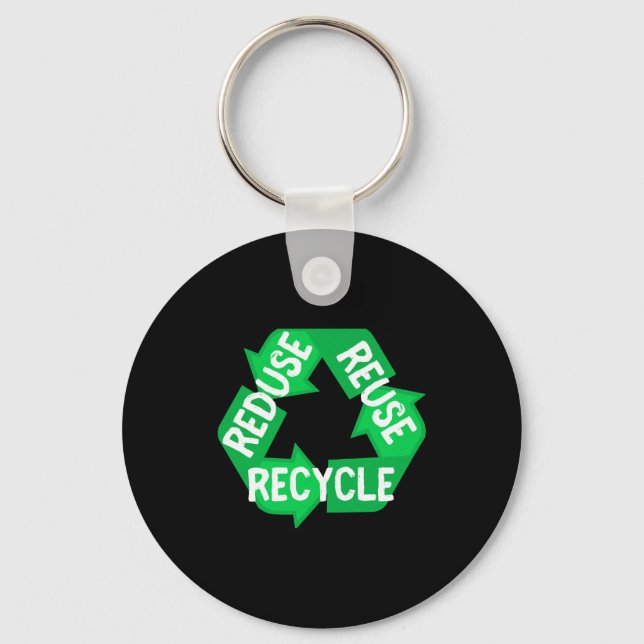 Earth Day Reduce Reuse Recycle Mobius Loop T Shirt Keychain (Front)
