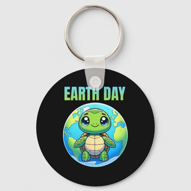 Earth Day Restore Earth Turtle 2025  Keychain (Front)