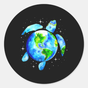 Earth Day Restore Save The Planet Earth Sea Turtle Classic Round Sticker