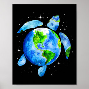Earth Day Restore Save The Planet Earth Sea Turtle Poster