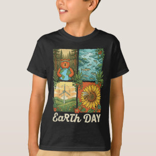 Earth Day Retro Nature Bear Wildlife Save The Bees T-Shirt