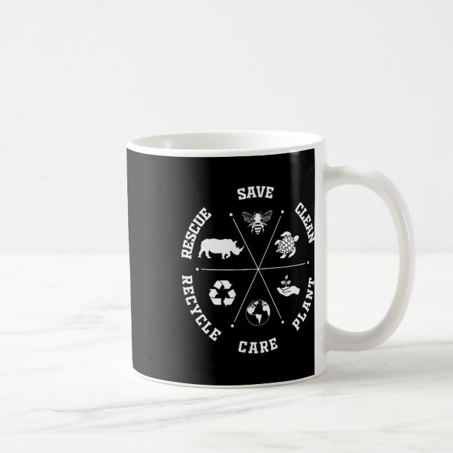 Earth Day Save Bees Rescue Animals Recycle Plastic Coffee Mug (Right)