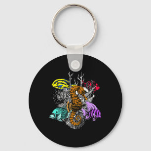 Earth Day Save Coral Reefs Sea Fish Seahorse Coast Keychain