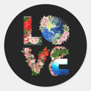 Earth Day - Save Love The World Classic Round Sticker