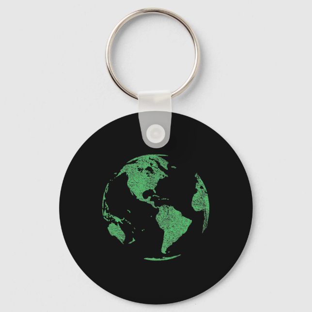 Earth Day Save Our Planet Climate Change Globe Wor Keychain (Front)