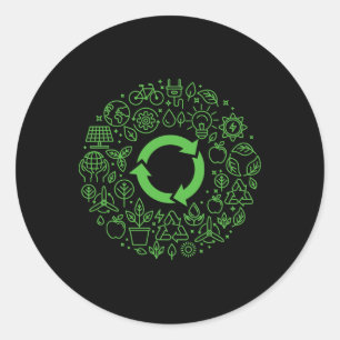 Earth Day Save Our Planet Recycle Environmental  Classic Round Sticker