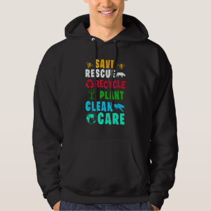Earth Day Save rescue Plant Clean Care Turtle Anim Hoodie