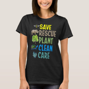 Earth Day Save rescue Plant Clean Care Turtle Anim T-Shirt