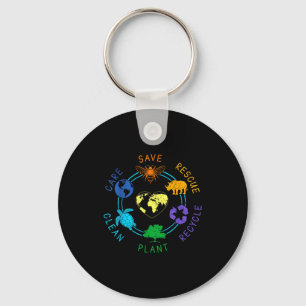 Earth Day Save Rescue Recycle Plant Clean Care Ear Keychain