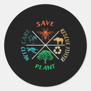 Earth Day Save The Bees Plant More Trees Clean The Classic Round Sticker