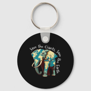 Earth Day Save The Giants Save The Earth Elephant Keychain