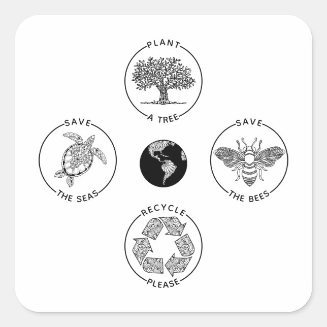 Earth Day Save the Planet Square Sticker (Front)