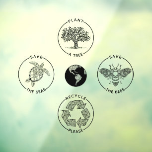 Earth Day Save the Planet  Water Bottle Window Cling