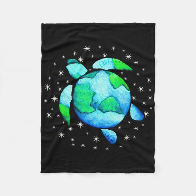 Earth Day Sea Turtle Art  Fleece Blanket (Front)