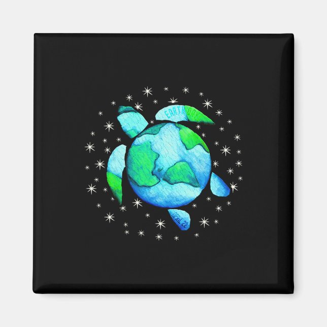 Earth Day Sea Turtle Art  Magnet (Front)