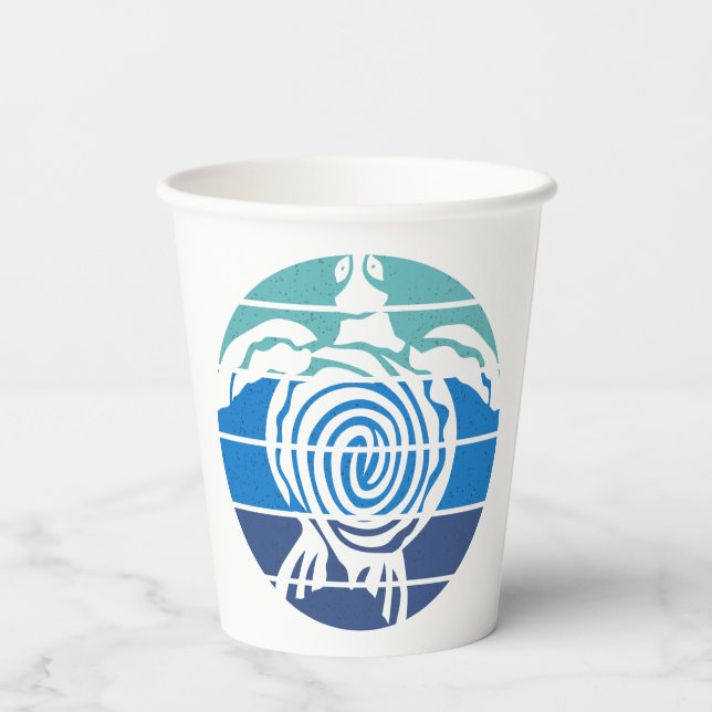 Earth Day, Sea Turtle, Clean the Ocean Paper Cups (Back)