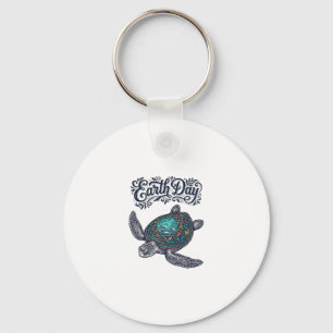 Earth Day Sea Turtle Vintage Engraving Shirt Desig Keychain