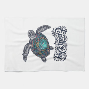 Earth Day Sea Turtle Vintage Engraving Shirt Desig Kitchen Towel