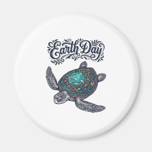 Earth Day Sea Turtle Vintage Engraving Shirt Desig Magnet