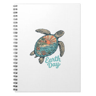Earth Day Sea Turtle Vintage Engraving Shirt Desig Notebook
