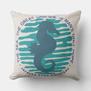 Earth Day, Seahorse and Waves, Clean The Ocean Throw Pillow