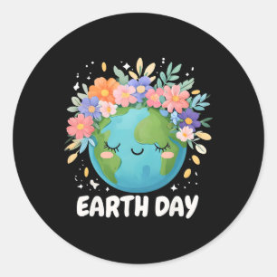 Earth Day Shirt Cute And Floral Planet Earth Day 2 Classic Round Sticker