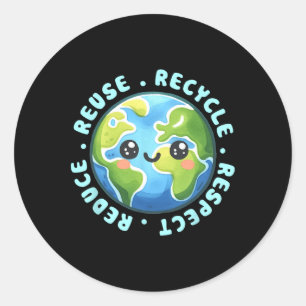 Earth Day Shirt Reduce Reuse Recycle And Respect  Classic Round Sticker