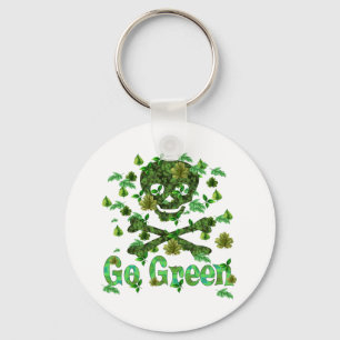 Earth Day Skull Keychain