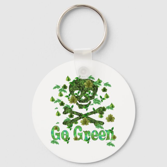 Earth Day Skull Keychain (Front)