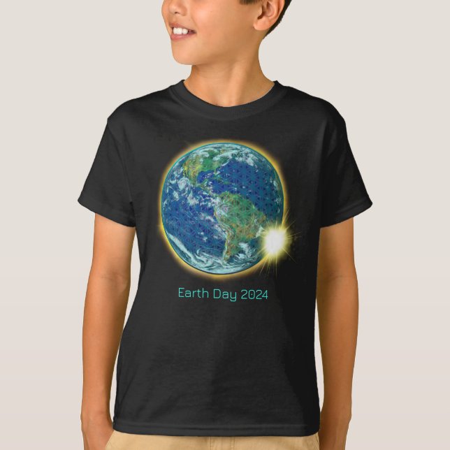 Earth Day Solar Eclipse 2024 sacred geometry  T-Shirt (Front)