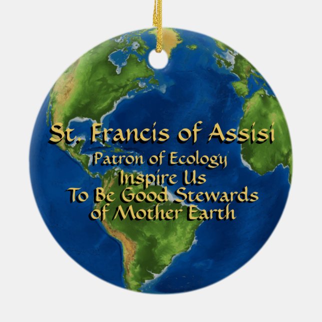 Earth Day & St. Francis of Assisi Ceramic Ornament (Back)