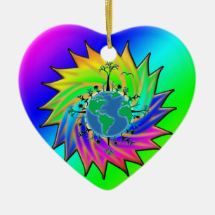Earth Day ~ Sunburst Ceramic Ornament