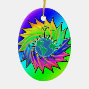 Earth Day ~ Sunburst Ceramic Ornament