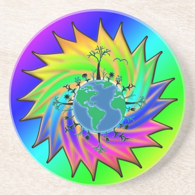 Earth Day ~ Sunburst Coaster (Front)