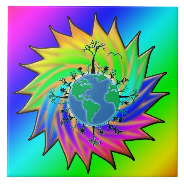 Earth Day ~ Sunburst Tile (Front)