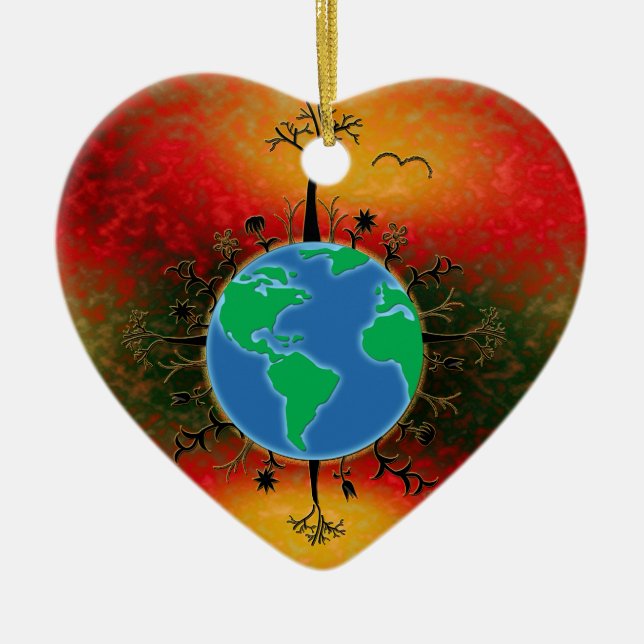 Earth Day ~ Sunset Ceramic Ornament (Front)