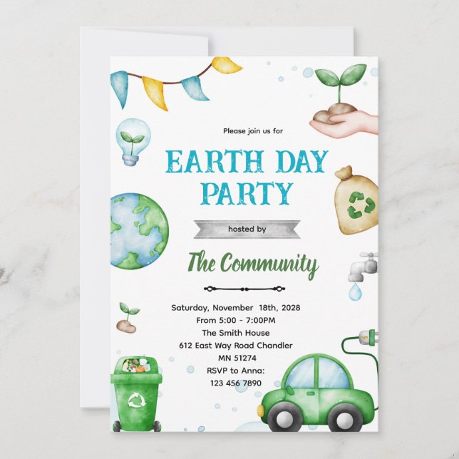 Earth day theme invitation (Front)