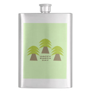 Earth Day Trees Hip Flask